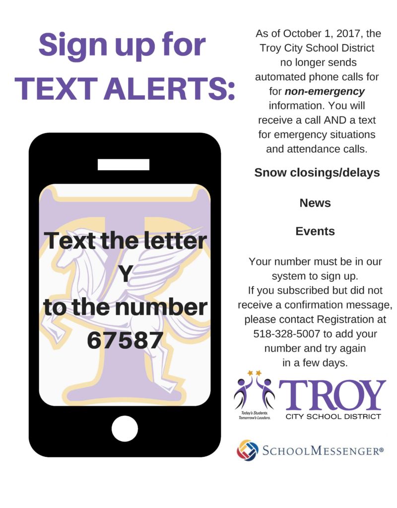 Parents Sign up for text alerts Troy City School District